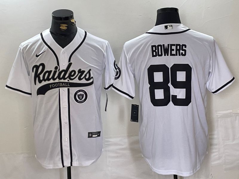 Men Oakland Raiders #89 Bowers White Joint Name 2024 Nike Limited NFL Jersey style 3